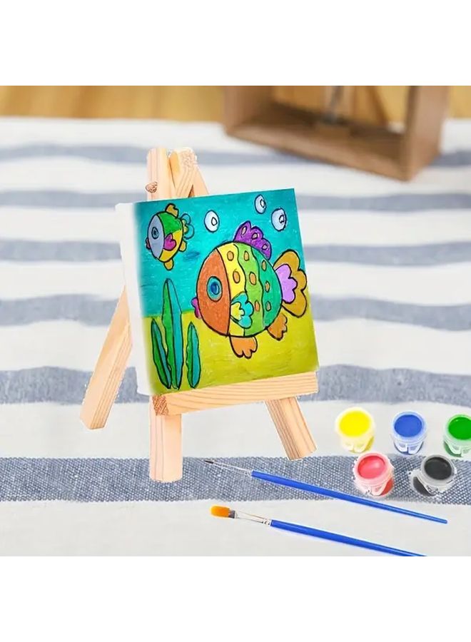 6 Pieces 10x15 Frames Mini Wooden Easel Oil Painting Canvas Tool For Artists - Image 1